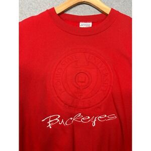 VINTAGE Santee‎ Ohio State Buckeyes Embossed Logo Crewneck Sweatshirt Red L
